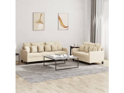 2dílná sedací souprava s poduškami krémová textil 3201666