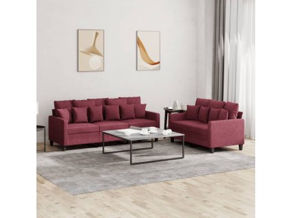 2dílná sedací souprava s poduškami vínová textil 3201670