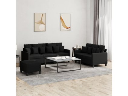 3dílná sedací souprava s poduškami černá textil 3201676