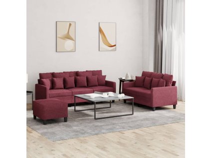 3dílná sedací souprava s poduškami vínová textil 3201678