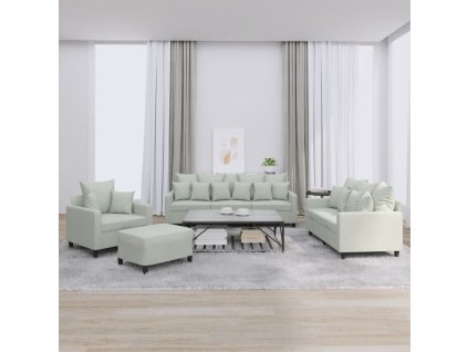 4dílná sedací souprava s poduškami světle šedá samet 3201690