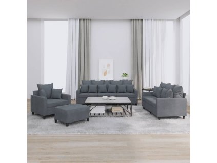 4dílná sedací souprava s poduškami tmavě šedá samet 3201691