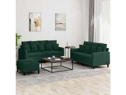 3dílná sedací souprava s poduškami tmavě zelená samet 3201712
