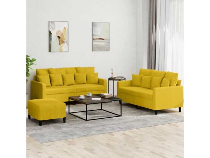 3dílná sedací souprava s poduškami žlutá samet 3201716