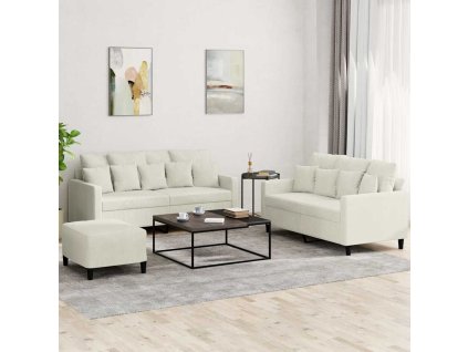 3dílná sedací souprava s poduškami krémová samet 3201718