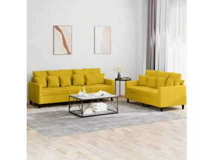 2dílná sedací souprava s poduškami žlutá samet 3201726