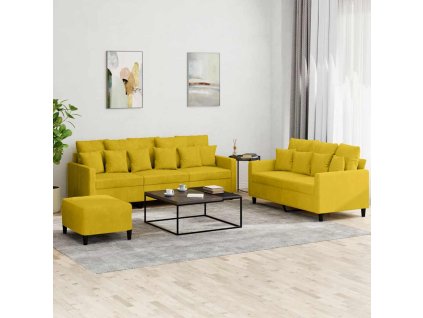 3dílná sedací souprava s poduškami žlutá samet 3201736