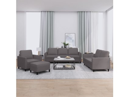 4dílná sedací souprava s poduškami šedá umělá kůže 3201747