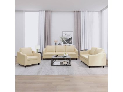 3dílná sedací souprava s poduškami krémová textil 3201772