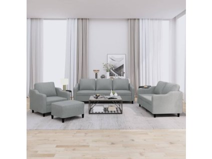 4dílná sedací souprava s poduškami světle šedá textil 3201778