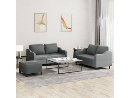 3dílná sedací souprava s poduškami tmavě šedá textil 3201811
