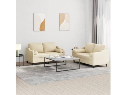 2dílná sedací souprava s polštáři krémová textil 3201820