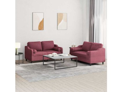 2dílná sedací souprava s polštáři vínová textil 3201824