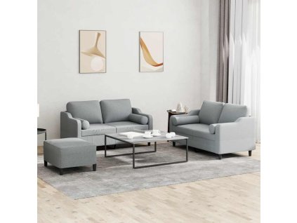 3dílná sedací souprava s polštáři světle šedá textil 3201826