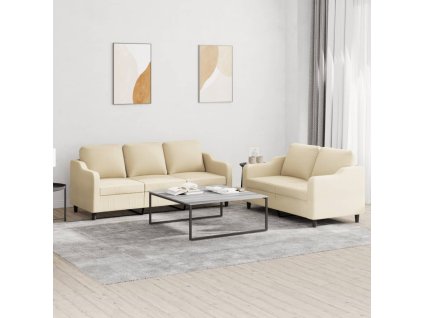 2dílná sedací souprava s poduškami krémová textil 3201836