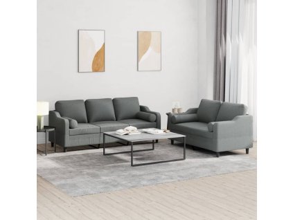 2dílná sedací souprava s polštáři tmavě šedá textil 3201851