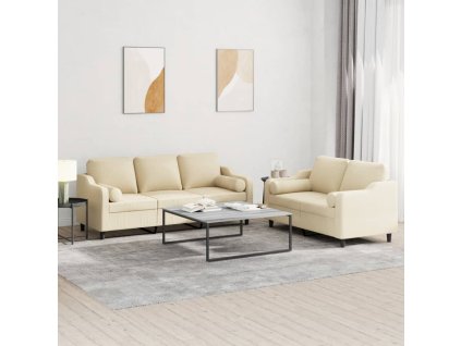2dílná sedací souprava s polštáři krémová textil 3201852