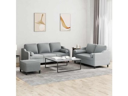3dílná sedací souprava s polštáři světle šedá textil 3201858