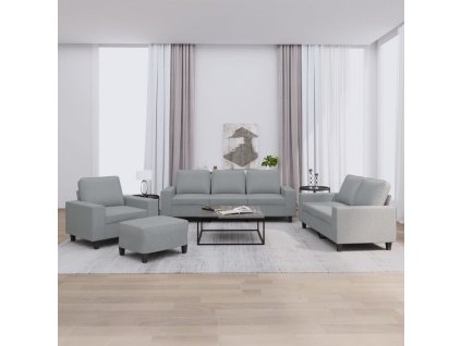 4dílná sedací souprava světle šedá textil 3201874