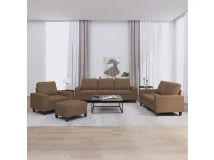 4dílná sedací souprava hnědá textil 3201877