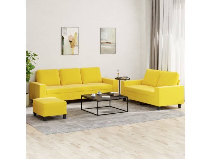 3dílná sedací souprava světle žlutá textil 3201911
