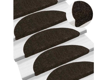 Schodové rohože samolepicí 10 ks 56 x 17 x 3 cm tmavě hnědé půlkulaté 149687