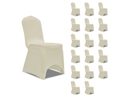 Potahy na židle napínací krémové 18 ks 3051641