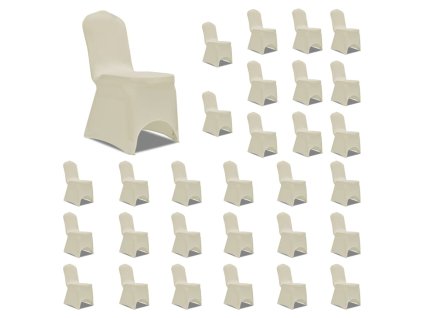 Potahy na židle napínací krémové 30 ks 3051643