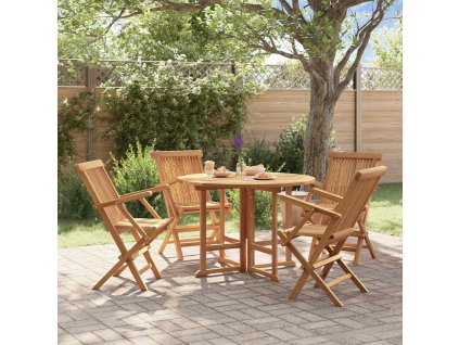 5dílný skládací zahradní jídelní set masivní teakové dřevo 3096572