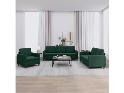 3dílná sedací souprava tmavě zelená samet 3201936