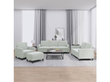 4dílná sedací souprava světle šedá samet 3201944