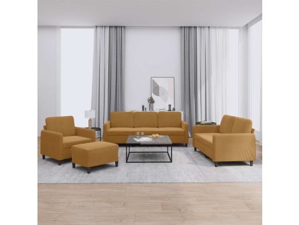 4dílná sedací souprava hnědá samet 3201951