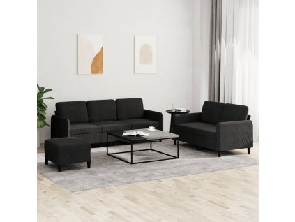 3dílná sedací souprava černá samet 3202029