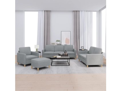 4dílná sedací souprava s poduškami světle šedá textil 3202062