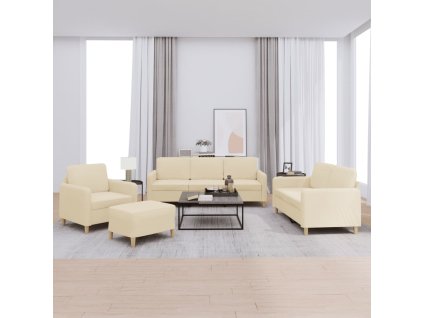4dílná sedací souprava s poduškami krémová textil 3202064