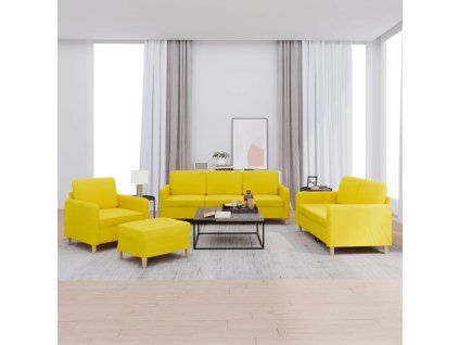 4dílná sedací souprava s poduškami světle žlutá textil 3202067
