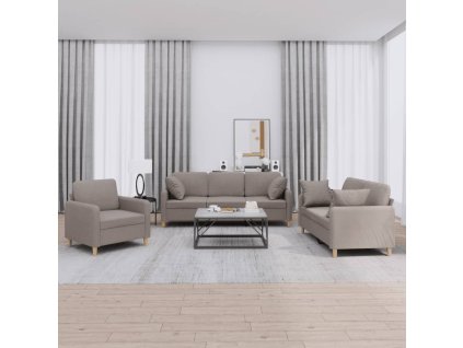 3dílná sedací souprava s polštáři taupe textil 3202077