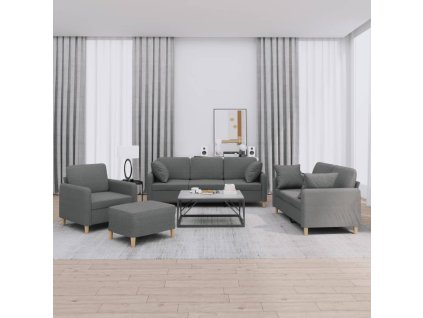 4dílná sedací souprava s polštáři tmavě šedá textil 3202079