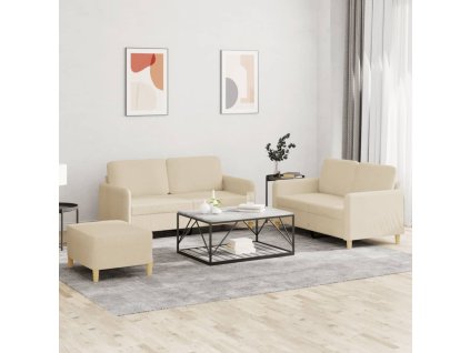 3dílná sedací souprava s poduškami krémová textil 3202096