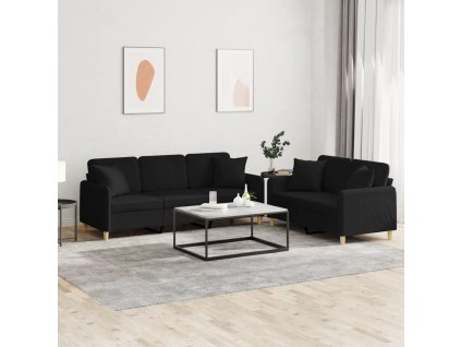 2dílná sedací souprava s polštáři černá textil 3202138