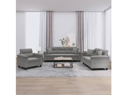 3dílná sedací souprava s polštáři tmavě šedá mikrovlákno 3202304