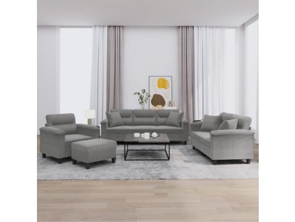 4dílná sedací souprava s polštáři tmavě šedá mikrovlákno 3202310