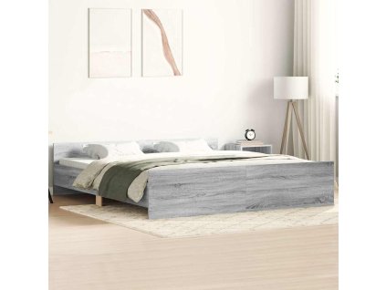 Rám postele s hlavovým a nožním čelem šedý sonoma 200 x 200 cm 3203738