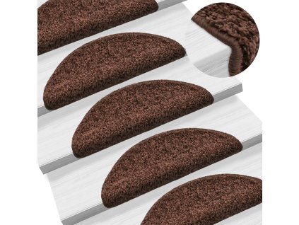 Schodové rohože 10 ks 56 x 17 x 3 cm hnědé půlkulaté 149789
