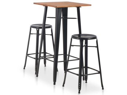 3dílný barový jídelní set ocelový černý 276845