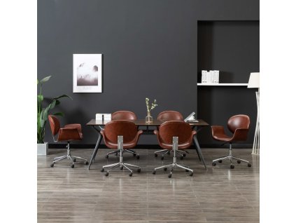 Otočné jídelní židle 6 ks hnědé umělá kůže 3054862