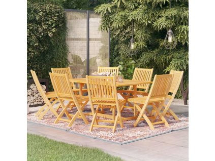 9dílný zahradní jídelní set masivní teakové dřevo 3059578