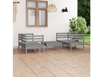 5dílná zahradní sedací souprava šedá masivní borovice 3082399