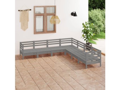 7dílná zahradní sedací souprava masivní borovice šedá 3083096