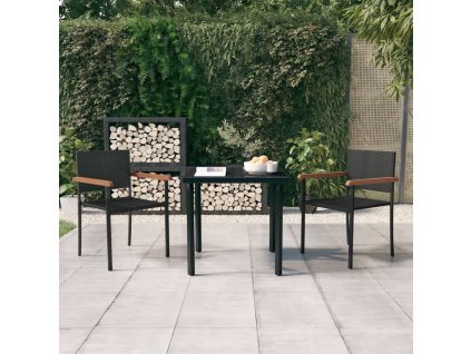 3dílný zahradní jídelní set černý 3099413